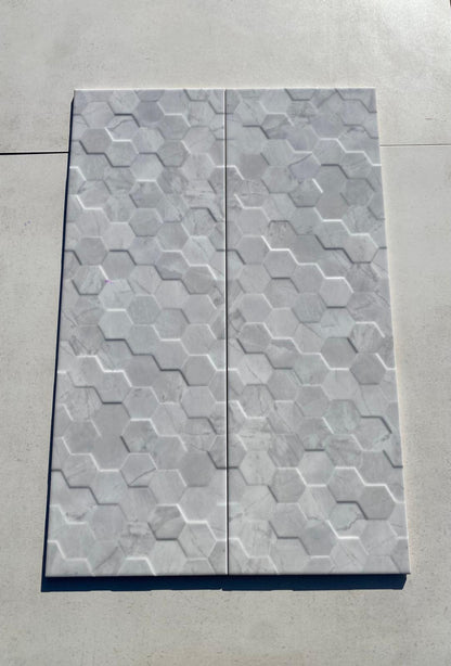Piastrelle 25x75 Nido d'ape Perseo lucido bianco