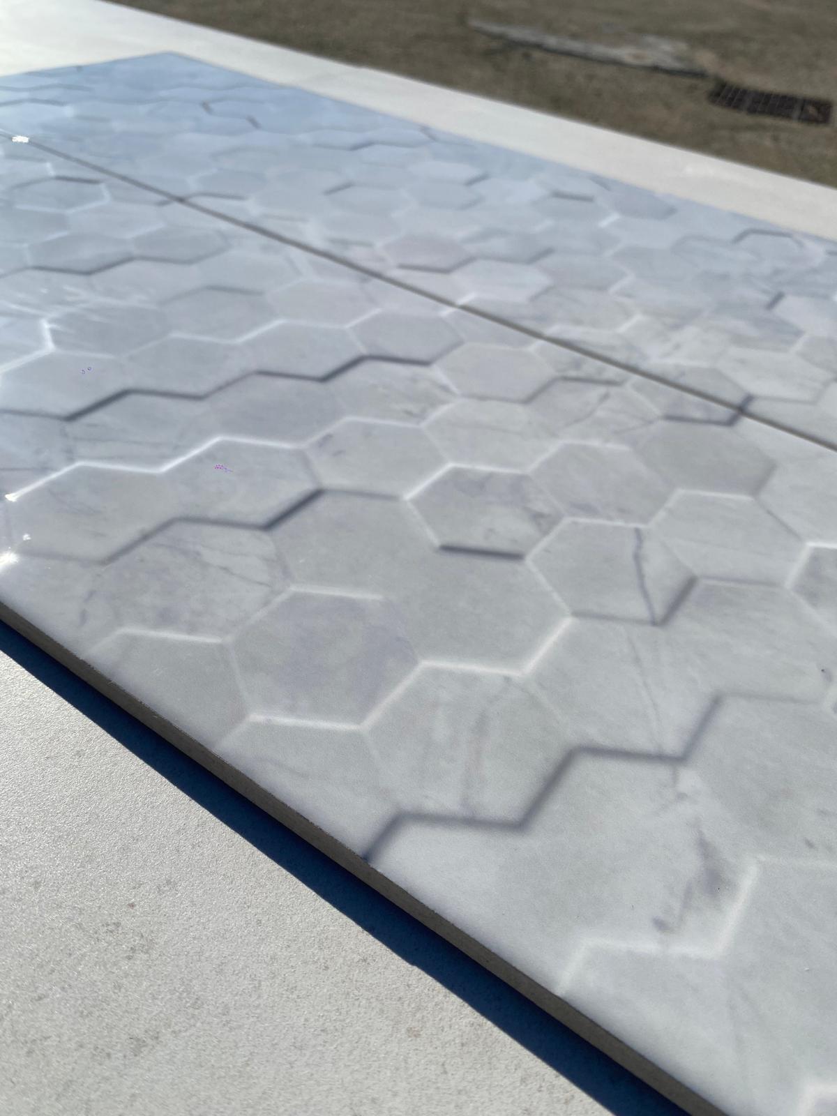 Piastrelle 25x75 Nido d'ape Perseo lucido bianco