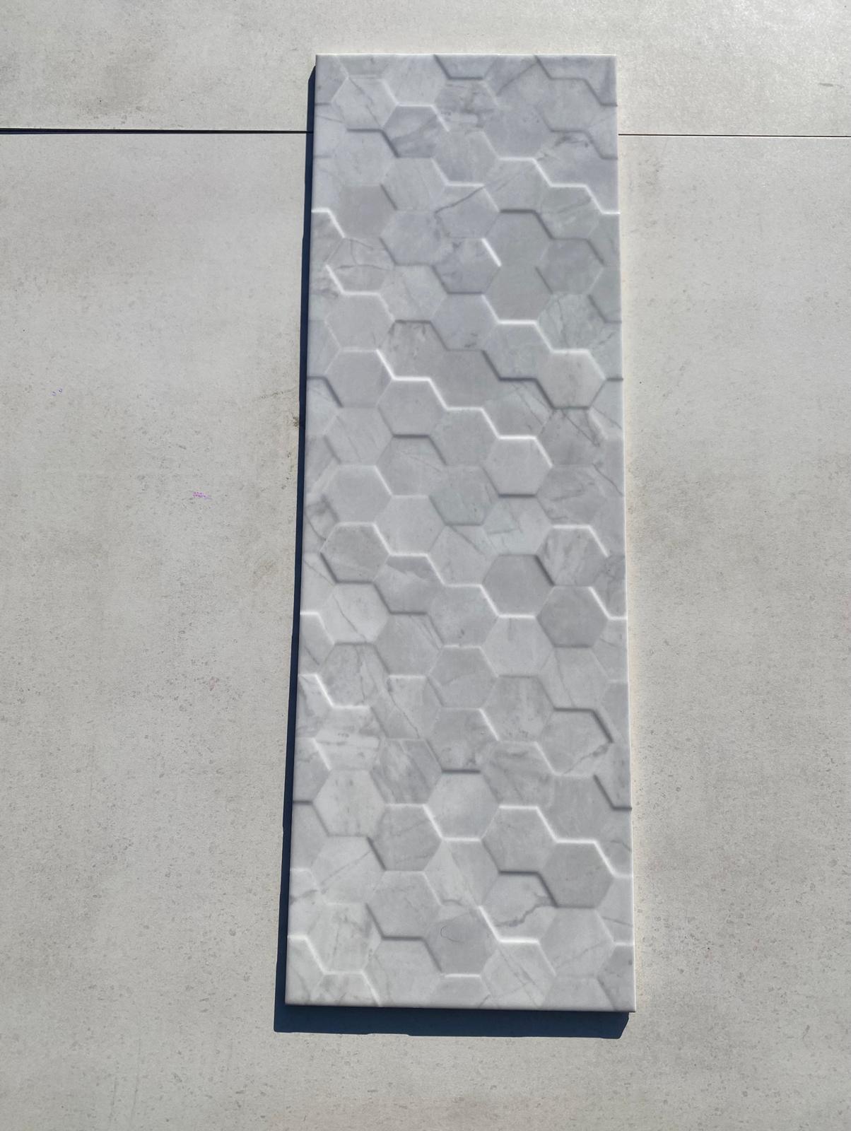 Piastrelle 25x75 Nido d'ape Perseo lucido bianco