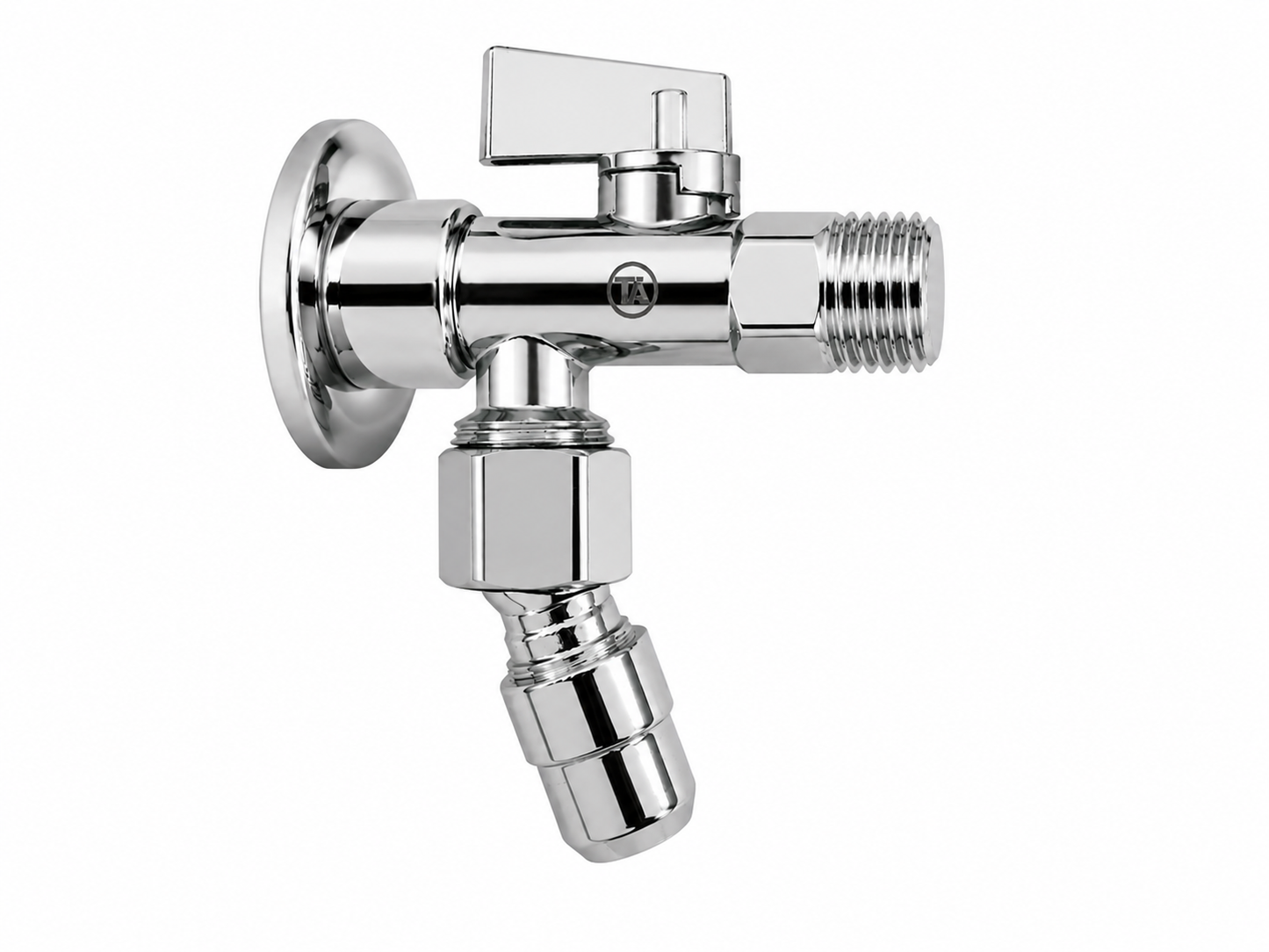Rubinetto Filtro Sottolavabo Cromato con Rosone | Valvola di Arresto ad Angolo per Acqua | Ottone Cromato | Attacco Standard 1/2 - 3/8