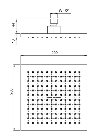 Soffione quadro cromato 200x200 mm Jacuzzi