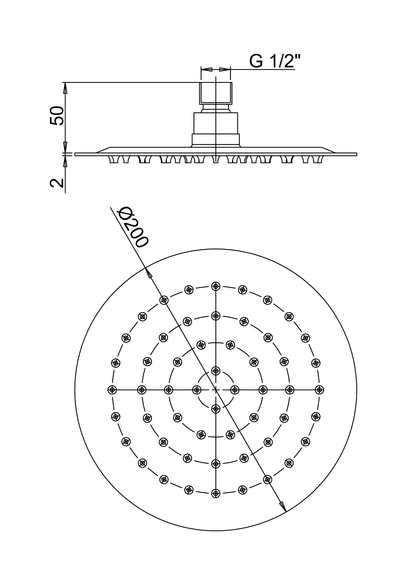 Soffione tondo diametro 200 mm Jacuzzi