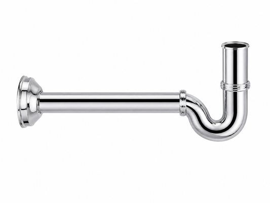 Sifone a S Cromato per Lavabo 1" e 1"1/4 – Completo di Rosone – Scarico Bagno