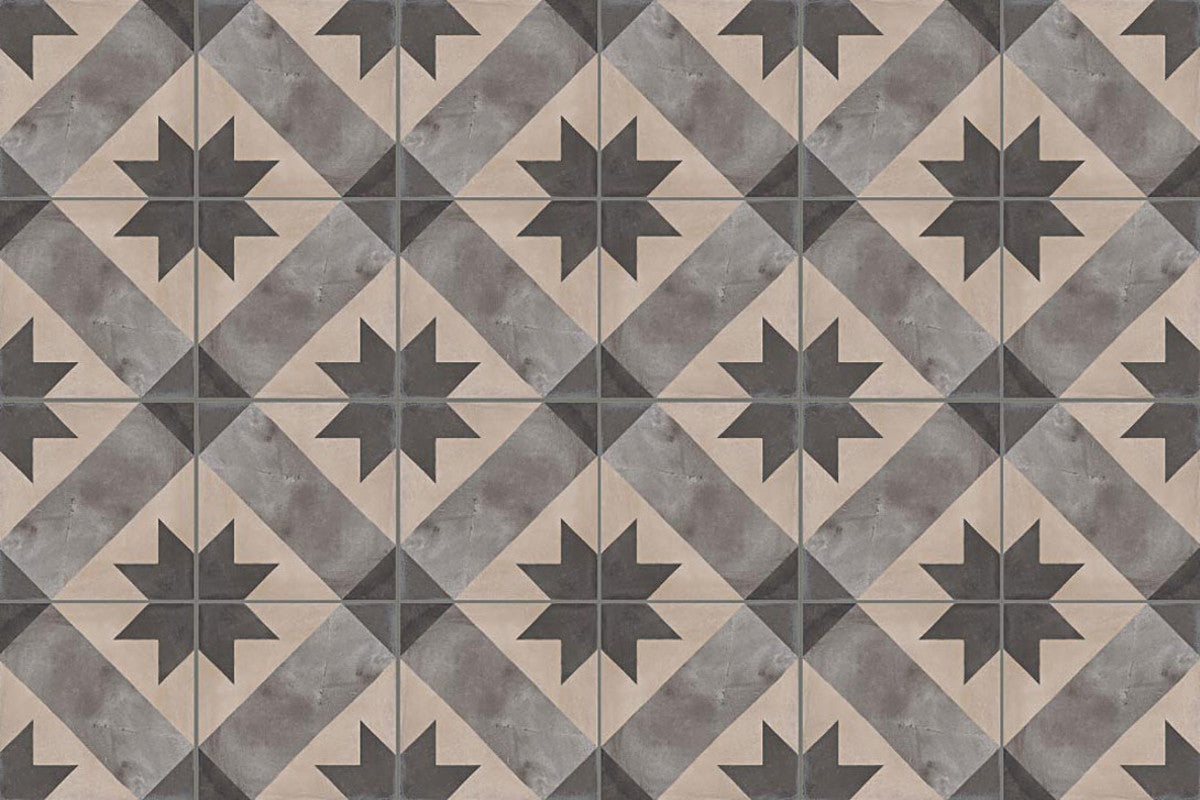 Piastrella 20x20 Serie Terra stella f bianco nero matt